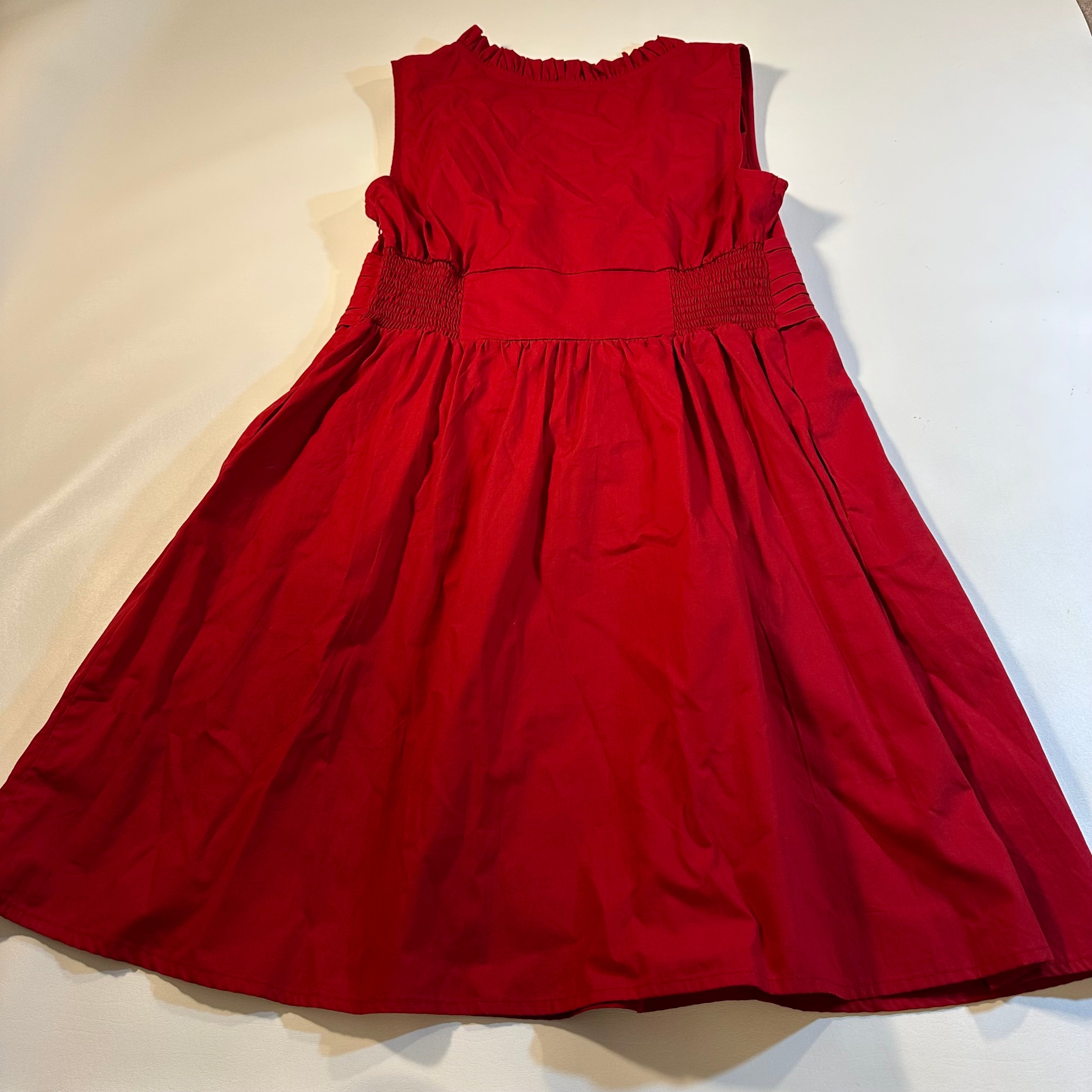 Eshakti Custom Size 1X(?) Red Sleeveless Ruffle Cross Front Poplin A-Line Dress