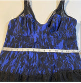 Guess Size 7 Blue Black Lace Tiered Ruffle Party Dress W Smocked Back