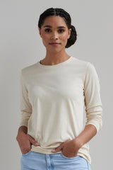 Fair Indigo - 100% Organic Cotton Relaxed Long Sleeve Crew Neck T-Shirt - Tops - Afterglow Market