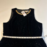 NWT $195 Michael Kors Size 12 Black Velvet Burnout A-Line Dress W Gold Neck