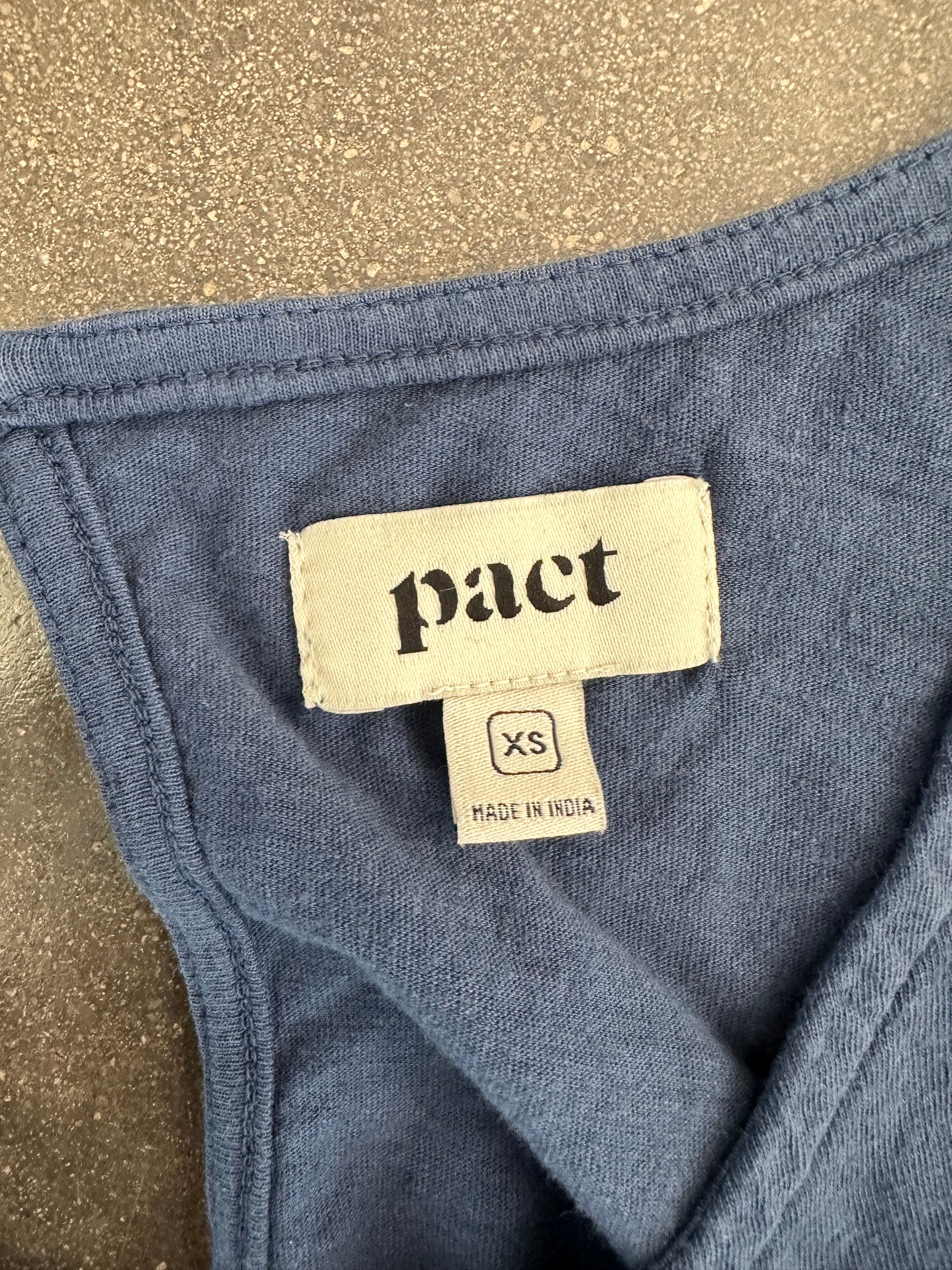 Pact XS French Navy Organic Cotton & Linen Wide Leg Jumpsuit