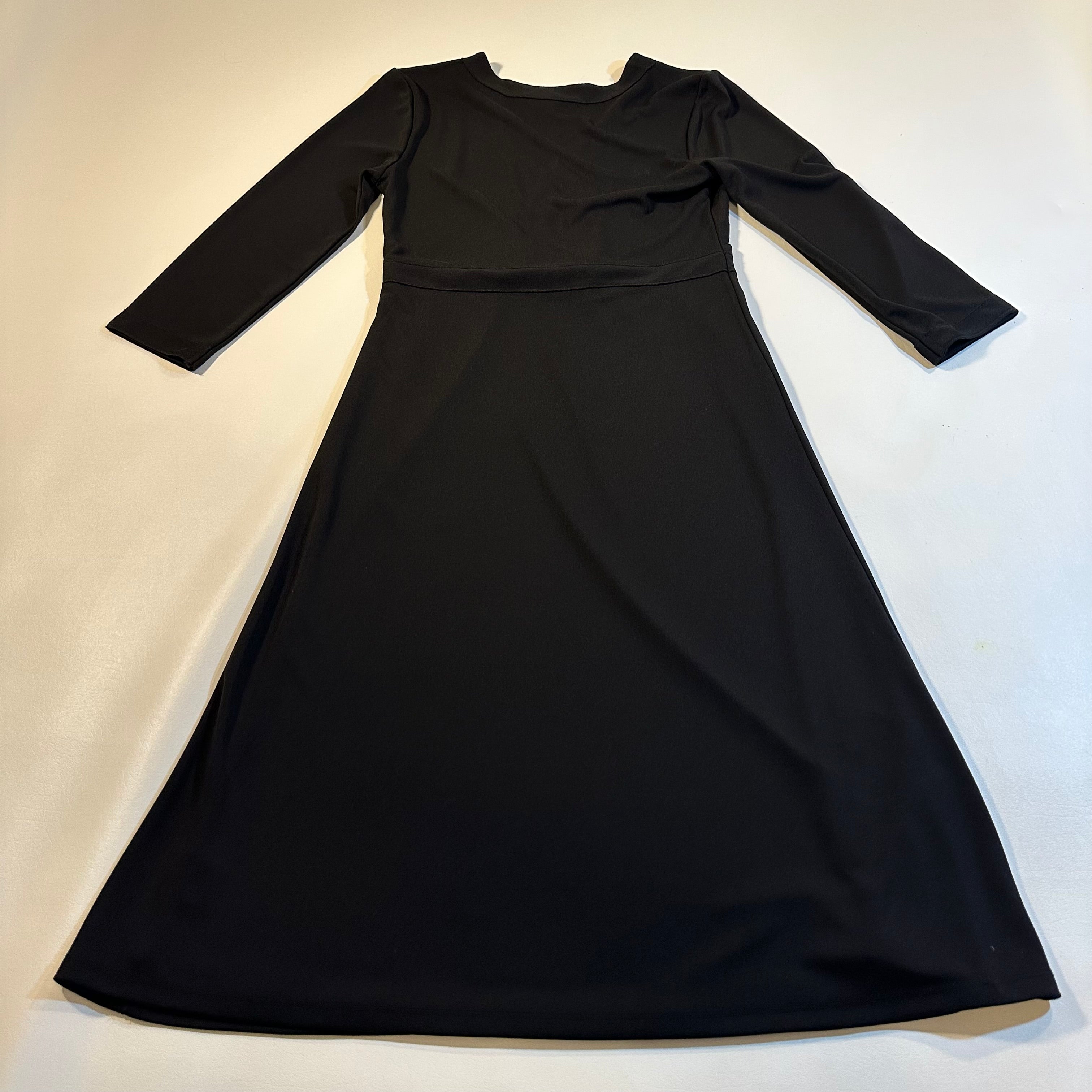 Sigrid Olsen Size S Black Faux Wrap 3/4 Sleeve LBD Knee Dress