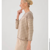 Classic Fine Knit Wide Neck Sweater | Oat Stripe