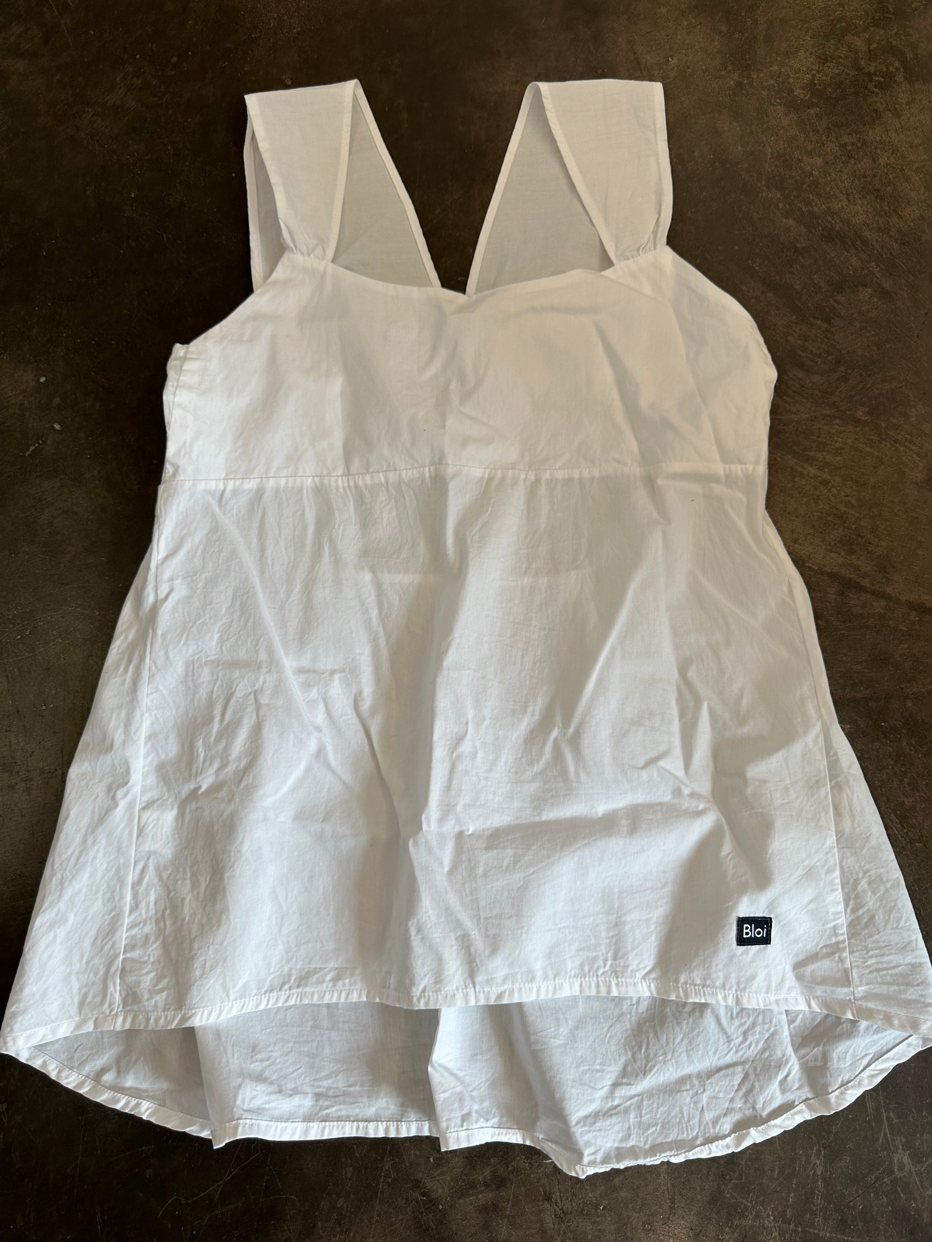 Bloi Size S 100% Organic Cotton White Square Neck Wide Strap Alby Top