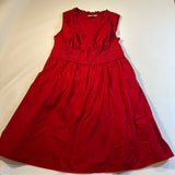 Eshakti Custom Size 1X(?) Red Sleeveless Ruffle Cross Front Poplin A-Line Dress