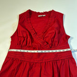 Eshakti Custom Size 1X(?) Red Sleeveless Ruffle Cross Front Poplin A-Line Dress