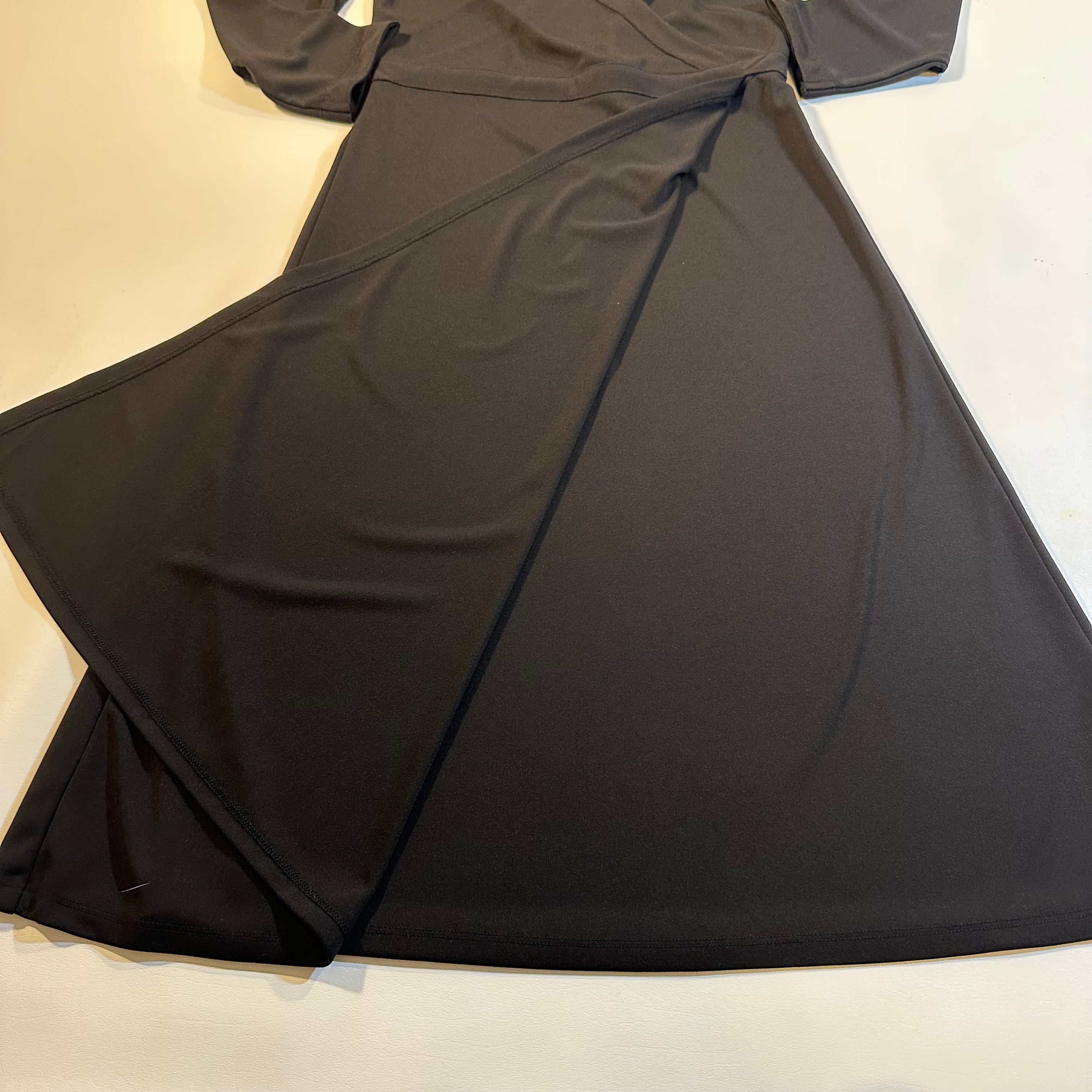 Sigrid Olsen Size S Black Faux Wrap 3/4 Sleeve LBD Knee Dress