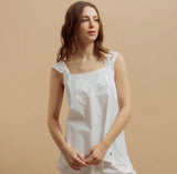 Bloi Size S 100% Organic Cotton White Square Neck Wide Strap Alby Top