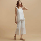 Bloi Size S 100% Organic Cotton White Square Neck Wide Strap Alby Top