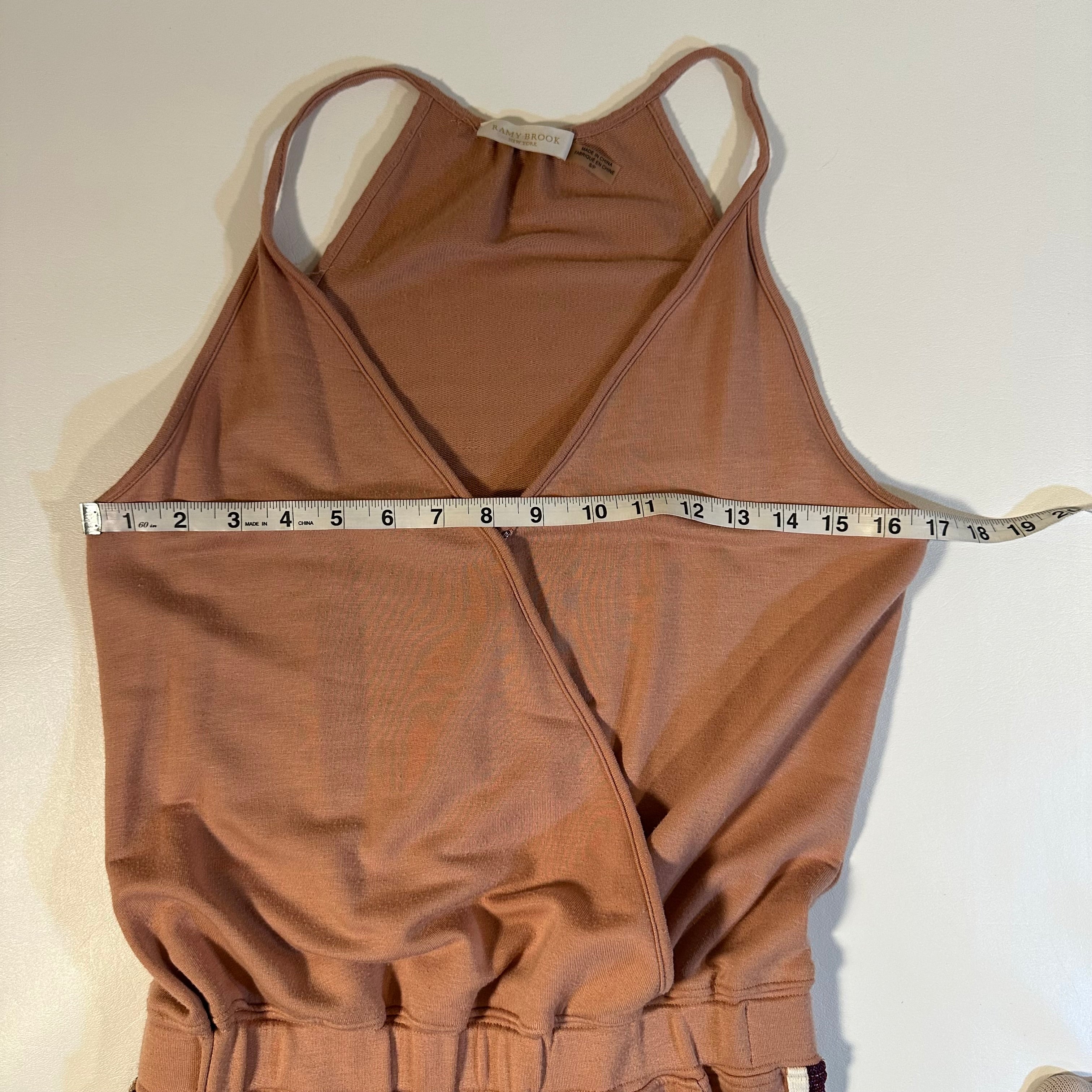 Ramy Brook NY Size S Maddie Caramel Pink Lounge Jumpsuit W Metallic Leg Stripes