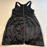 Helmut Lang Size 4 Black Silk Blend Satin Racerback Mini Dress W/ Side Pleat