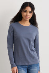 100% Organic Cotton Relaxed Long Sleeve Crew Neck T-Shirt