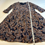 Garnet Hill Size 4 Navy Blue Paisley Bohemian Pocket Detail Dress
