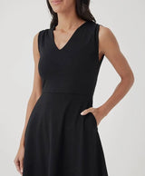 Fit & Flare Cap Sleeve Midi Dress | Black