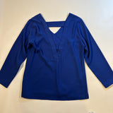 1. State Size L Cobalt Blue Deep V Back Flowy Blouse