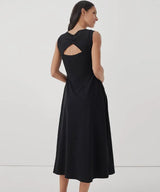 Fit & Flare Cap Sleeve Midi Dress | Black