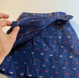 NWT $78 Banana Republic Size 0 Blue Jacquard Faux Wrap Floral Skirt