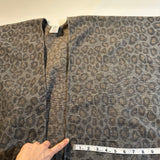 Woolrich OSFA Gray Leopard Print Lana Cozy Blanket Wrap Shawl W Fringe