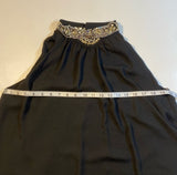 June & Hudson Size 1 Rhinestone Neck Black Halter Trapeze Dress
