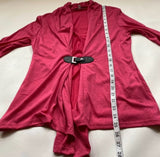 NWT Annalee + Hope Size L Pink Lightweight 3/4 Sleeve Faux Leather Closure Cardi
