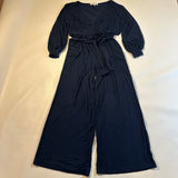 Amour Vert Size S Everly Navy Blue Modal Cropped Wide Leg 3/4 Sleeve Jumpsuit