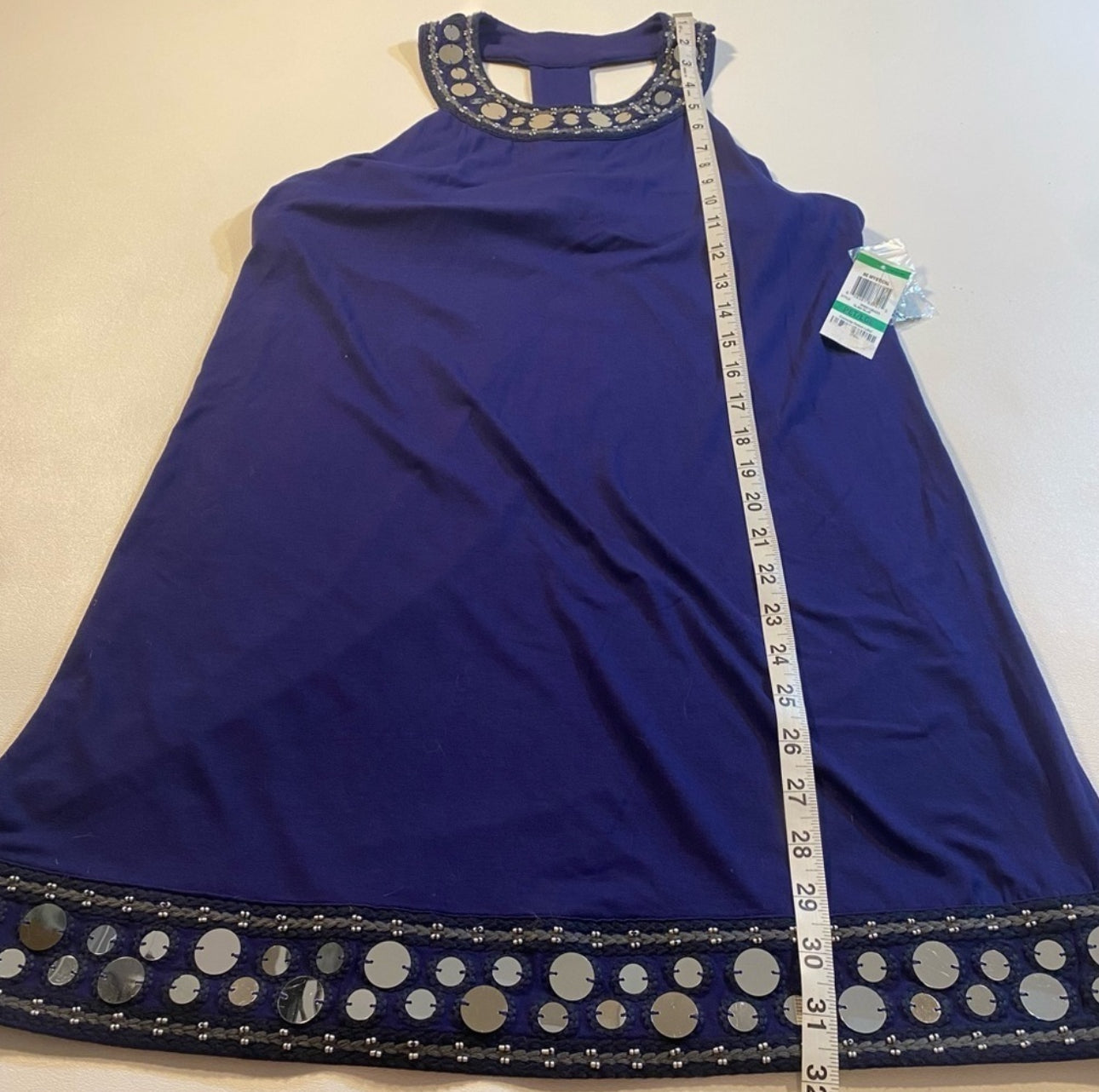 NWT INC International Concepts Size PL Royal Blue Halter Dress W Silver Sequins