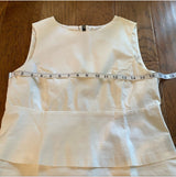 Zara Size L White Tiered Cotton Blend Sleeveless Dress W Exaggerated Back Zip