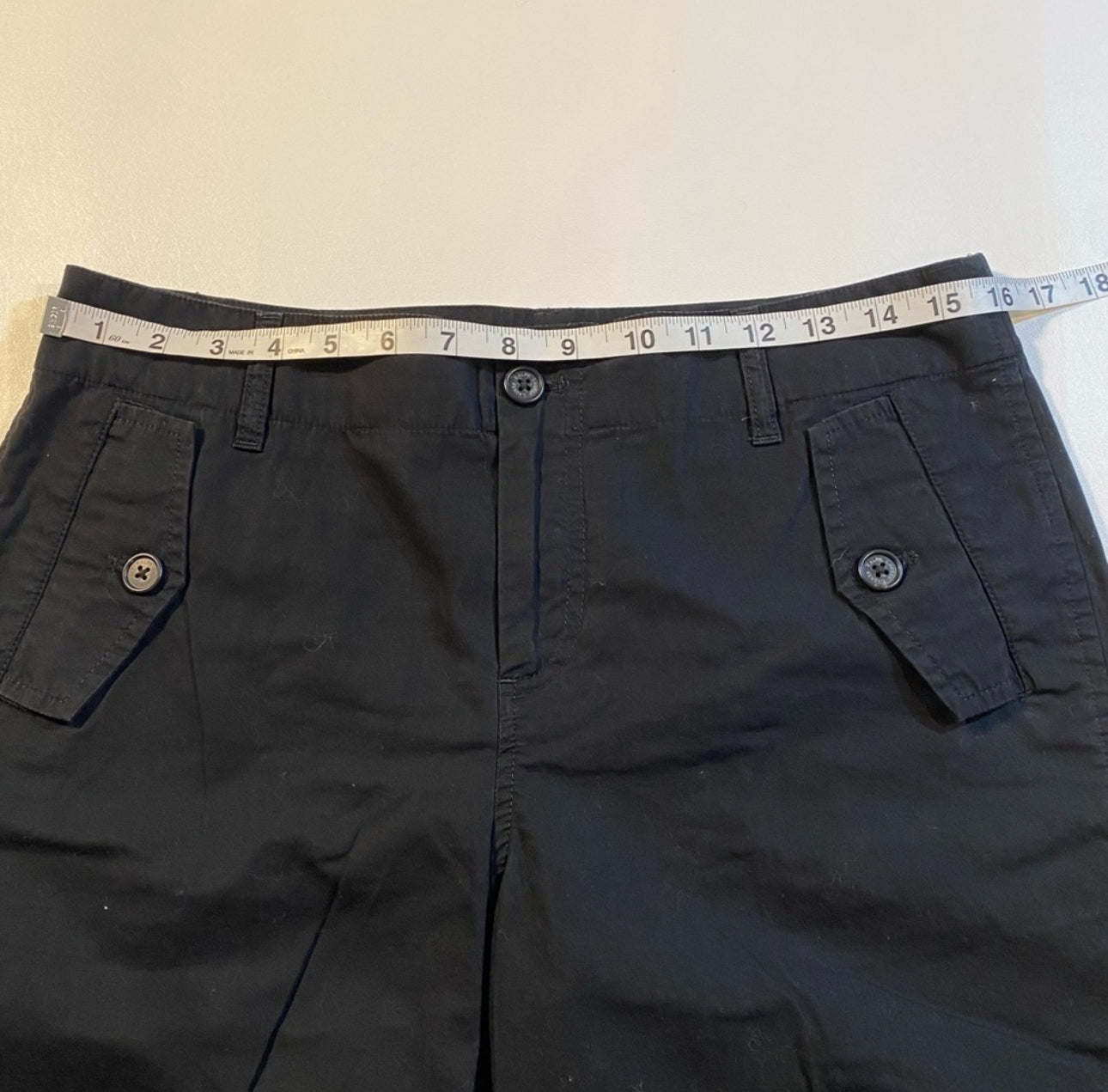 LRL Ralph Lauren Size 8P Black Cotton Roll Tab Bermuda Shorts