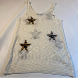 NWD Doe & Rae Size S Ivory Animal Print Star Knit Sleeveless Sweater