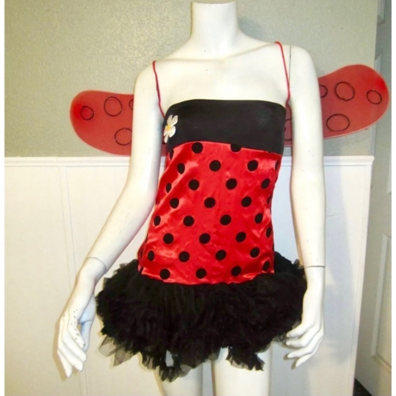 NWT Ladybug Halloween Cosplay Costume Dress Wings Antenna Headband Size S