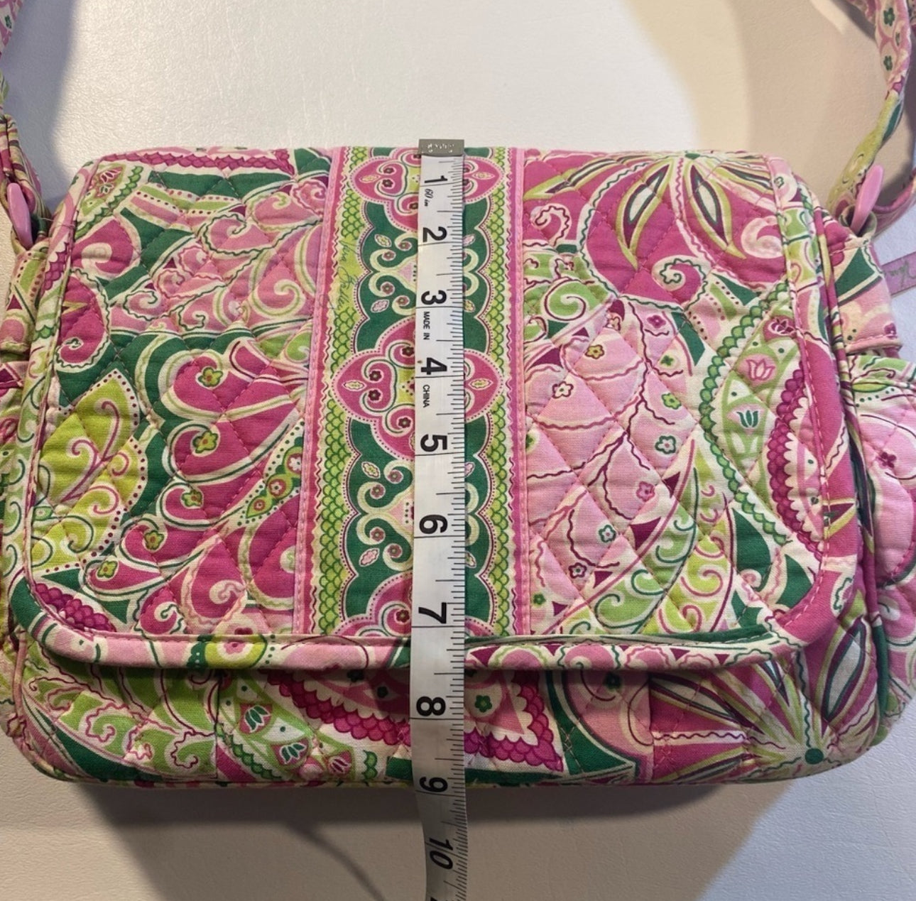 Vera Bradley “Pinwheel Pink” Paisley Quilted Flap Bag Purse