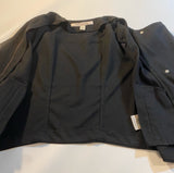 Jones New York M Black Moto Jacket W Faux Leather Sleeves, Asymmetrical Closure