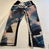 Lucy $79 Size XS Om Capri Length Blue Pink Abstract Geometric Print Leggings