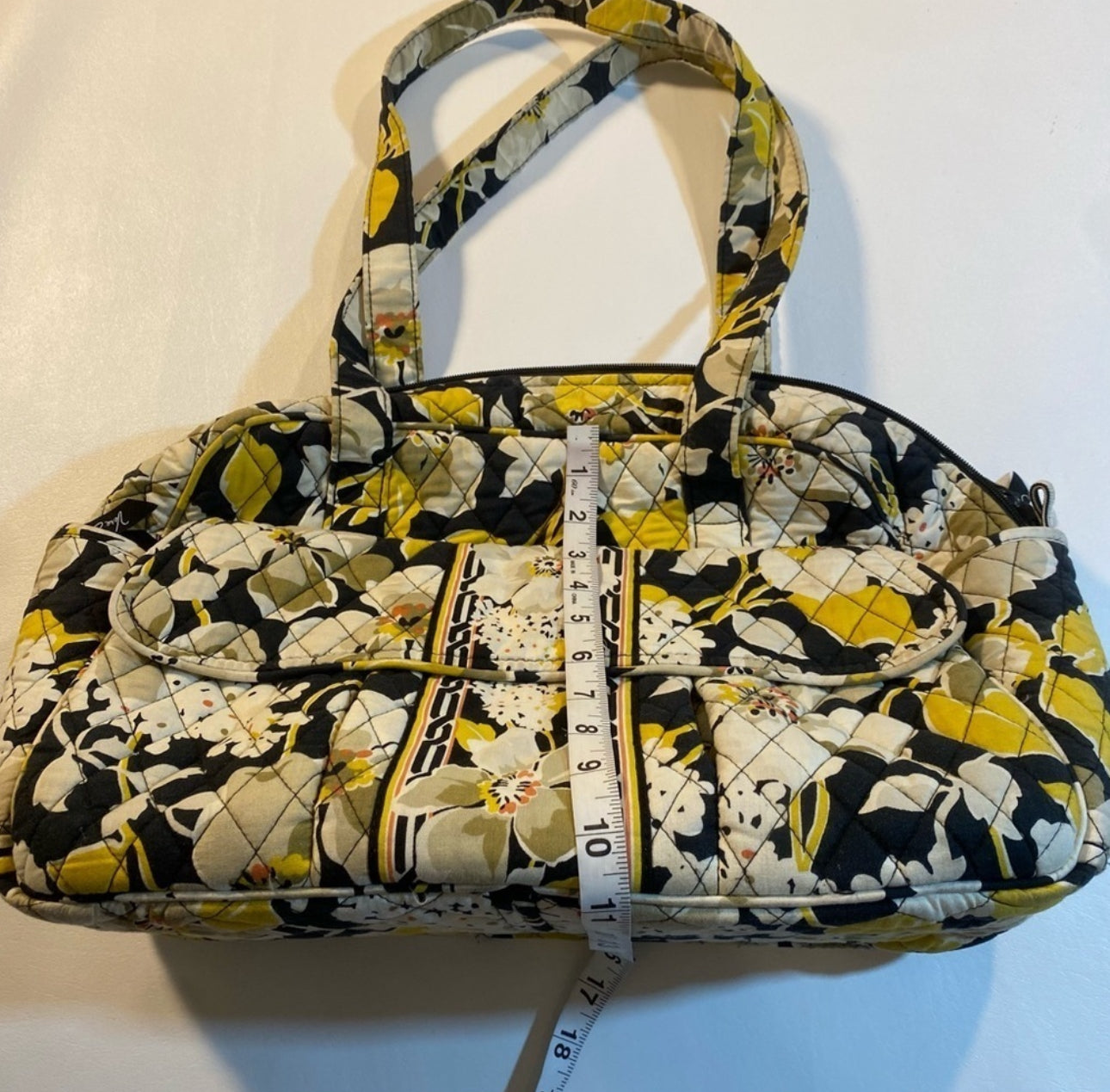 Vera Bradley Yellow Floral Print Quilted Cotton Diaper Baby Bag