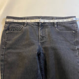 WHBM Size 6R Dark Grey Denim Noir Slim Leg Textured Pocket Design Jeans