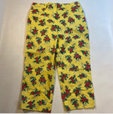 NWT LRL Ralph Lauren Size 8 Yellow Floral Capri Pants Crops With Red Flowers