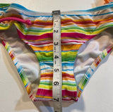 NWT In Mocean Size XS Colorful Rainbow Stripe Ruched Tie Side Bikini Bottoms