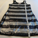 Romeo & Juliet Couture Size M Silver Stripe Sequin Cocktail Party Dress