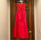 Morgan Co Linda Bernell Size 7/8 Red Spaghetti Strap Tie Back Beaded Formal Gown