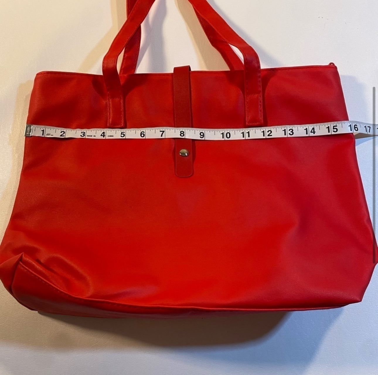 NEW 3 Piece Bright Red Tote Bag Set With Cosmetic Bag, Pouch, Detachable Strap