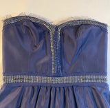 Rebecca Taylor Size 4 Midnight Blue 100% Silk Sequined Strapless Cocktail Dress