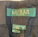 LRL Ralph Lauren Size 8P Black Cotton Roll Tab Bermuda Shorts