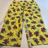 NWT LRL Ralph Lauren Size 8 Yellow Floral Capri Pants Crops With Red Flowers