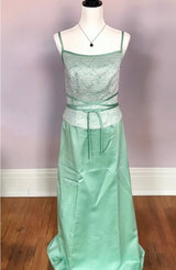 NWT Alfred Angelo Size 10 Mint Green Square Neck Formal Dress With Lace Bodice