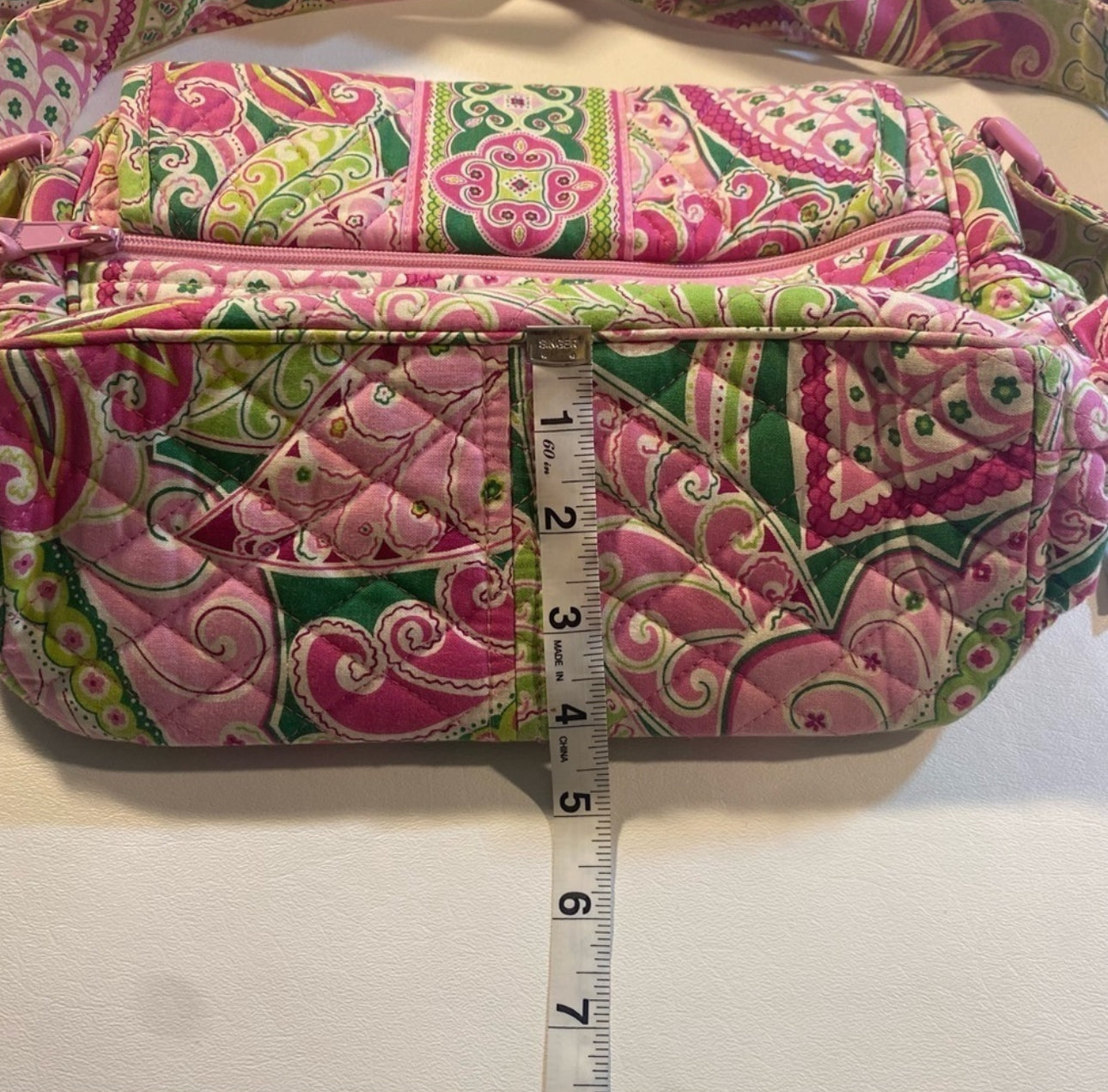 Vera Bradley “Pinwheel Pink” Paisley Quilted Flap Bag Purse