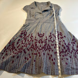 EShakti Custom Size L(?) Gray Fit & Flare Dress W Purple Embroidered Flowers