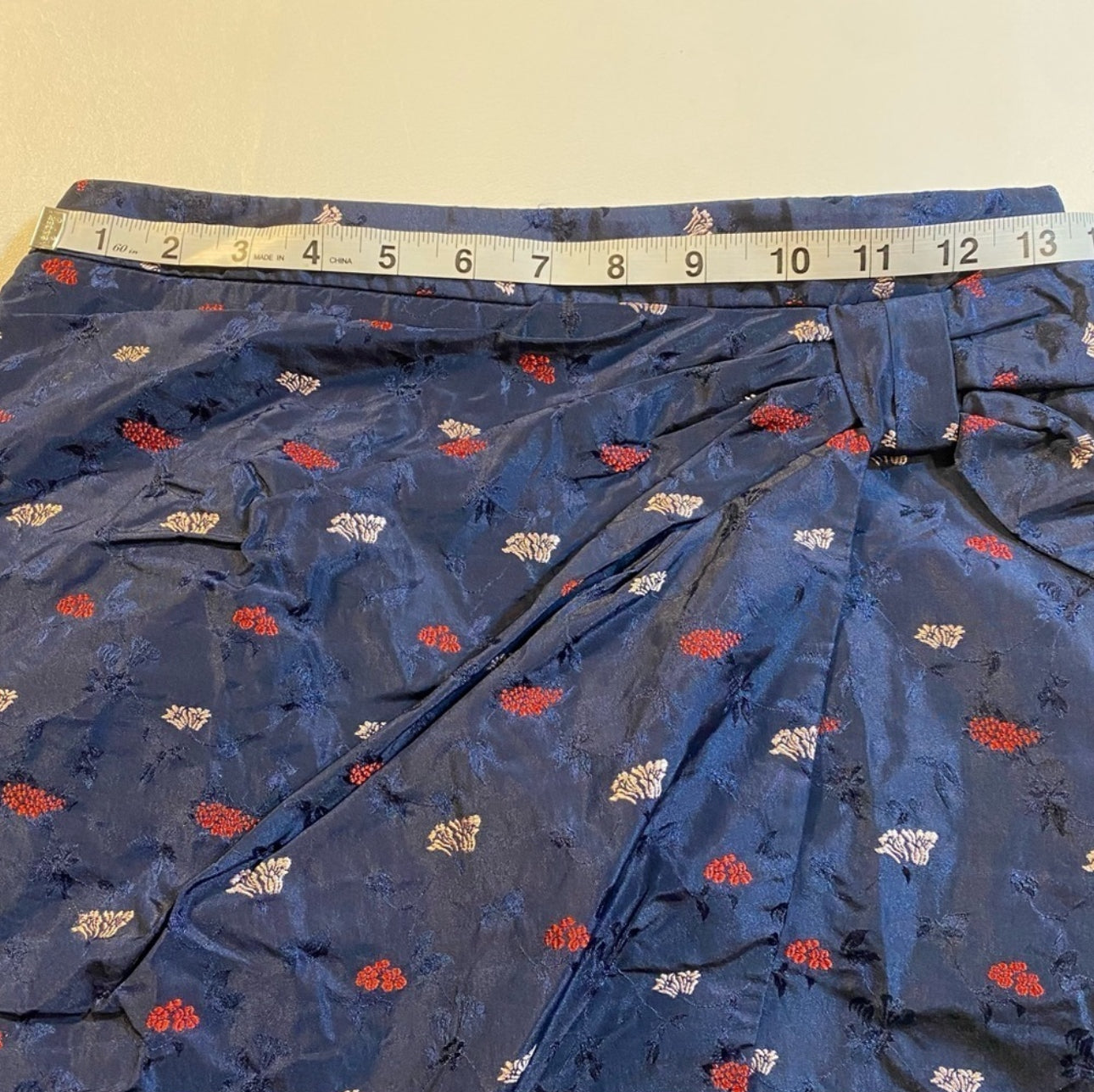 NWT $78 Banana Republic Size 0 Blue Jacquard Faux Wrap Floral Skirt