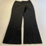 Vintage Lillie Rubin Size 4 Black Subtly Wide Leg Pants With Leather Piping