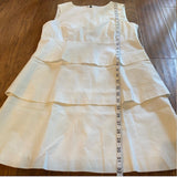 Zara Size L White Tiered Cotton Blend Sleeveless Dress W Exaggerated Back Zip