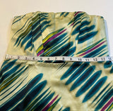 Limited 4 Strapless 100% Silk Vibrant Teal Magenta Yellow Streak Print Dress